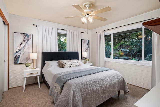 bedroom featuring carpet and ceiling fan