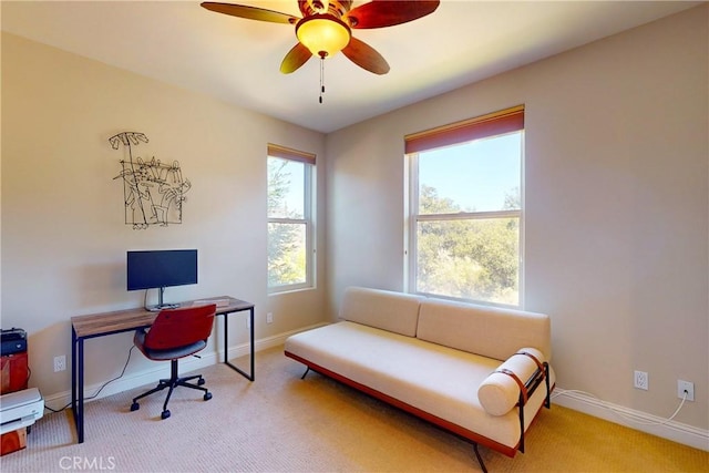 5595 Tanbark Ct, Avila Beach, CA 93424 - carpeted office space with baseboards and ceiling fan