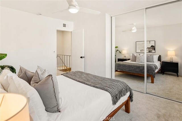 10353 Carefree Dr, Santee, CA 92071 - bedroom with a closet, light colored carpet, and ceiling fan