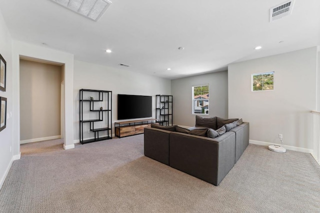 4650 Silent Knoll Dr, Fallbrook, CA 92028 - living room with light carpet, baseboards, and recessed lighting