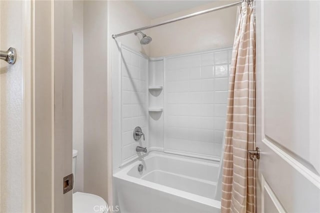 15070 Paseo Verde Pl, Victorville, CA 92394 - bathroom with shower / tub combo with curtain and toilet