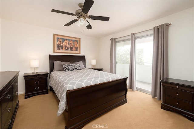 516 Venice Way, Inglewood, CA 90302 - bedroom featuring light carpet, access to exterior, and a ceiling fan