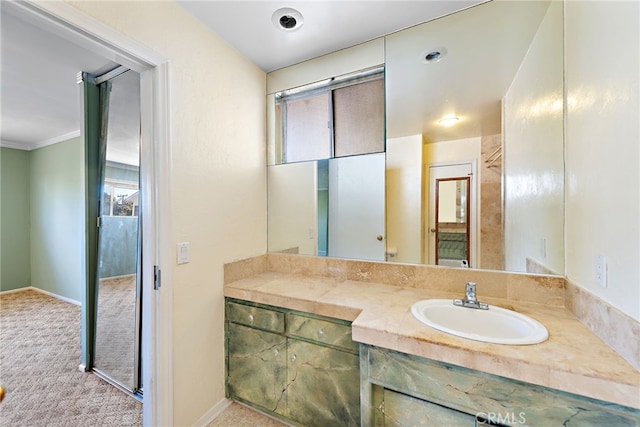 104 W Avenida Cadiz, San Clemente, CA 92672 - bathroom with healthy amount of natural light, vanity, and crown molding