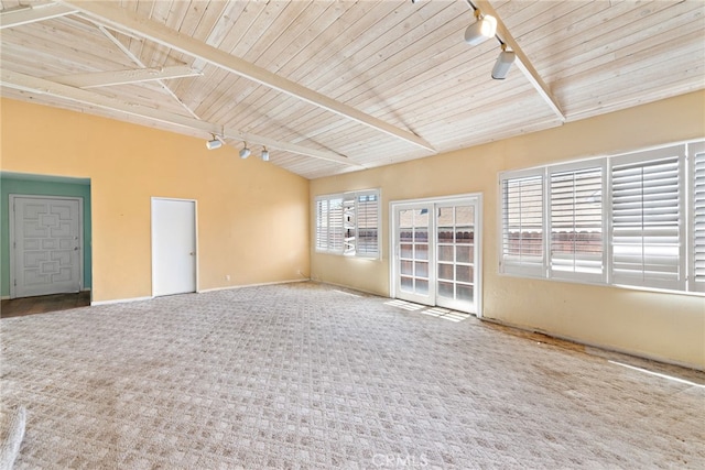 104 W Avenida Cadiz, San Clemente, CA 92672 - empty room with rail lighting, wooden ceiling, and carpet
