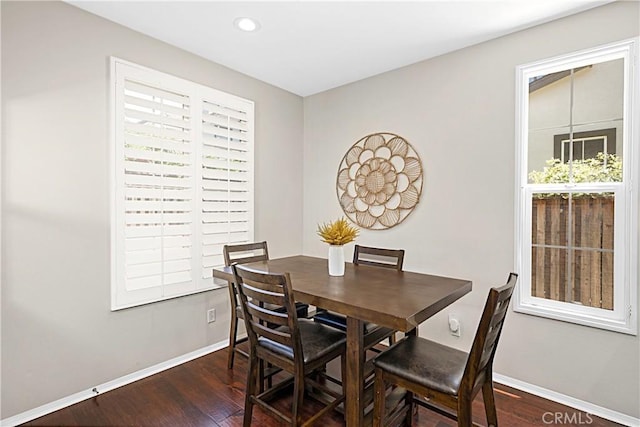 22 Amesbury Ct, Ladera Ranch, CA 92694 - dining room featuring dark wood-style flooring, recessed lighting, and baseboards