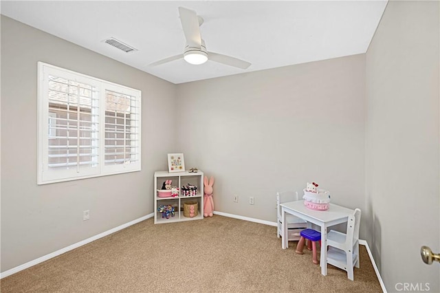22 Amesbury Ct, Ladera Ranch, CA 92694 - recreation room featuring carpet, baseboards, and a ceiling fan