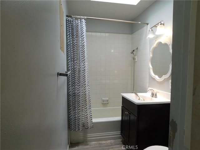 8553 Chimineas Ave, Northridge, CA 91325 - full bathroom with vanity and shower / tub combo with curtain