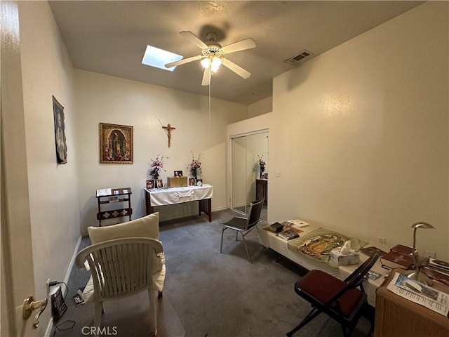 15360 Mandan Rd, Apple Valley, CA 92307 - carpeted bedroom with a skylight and a ceiling fan