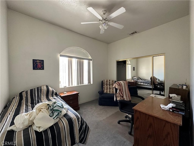 15360 Mandan Rd, Apple Valley, CA 92307 - bedroom with carpet flooring, an office area, and a ceiling fan