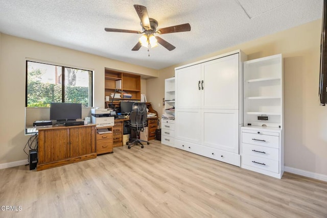 286 W Montecito Ave Unit K, Sierra Madre, CA 91024 - office space with light wood-type flooring, a textured ceiling, ceiling fan, and baseboards