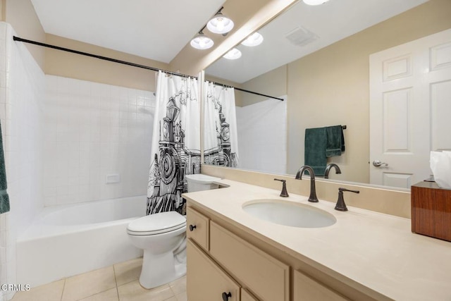 286 W Montecito Ave Unit K, Sierra Madre, CA 91024 - full bathroom with tile patterned floors, vanity, toilet, and shower / bath combo with shower curtain