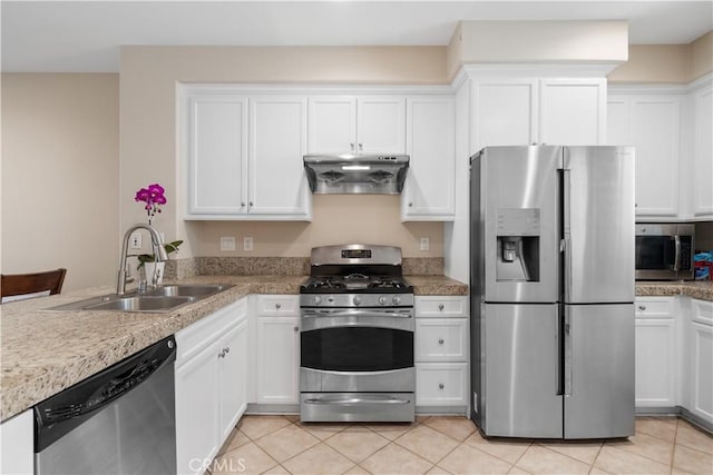 414 Silk Tree, Irvine, CA 92606 - kitchen featuring stainless steel appliances, a sink, under cabinet range hood, and white cabinets