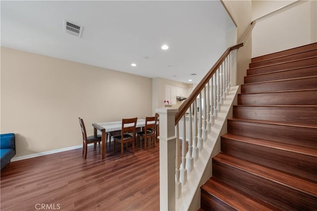 414 Silk Tree, Irvine, CA 92606 - stairs featuring wood finished floors, recessed lighting, and baseboards