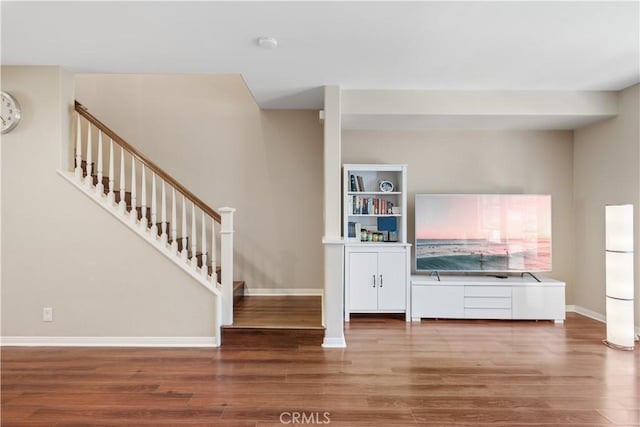 414 Silk Tree, Irvine, CA 92606 - bar with wood finished floors, freestanding refrigerator, stairway, and baseboards