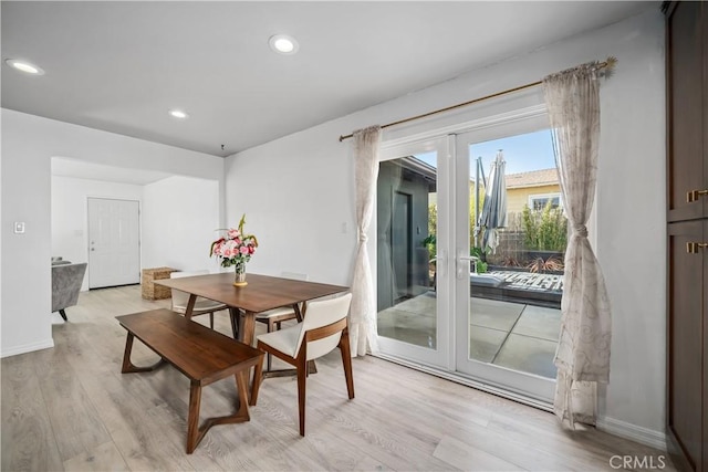 1599 21st St, Oceano, CA 93445 - dining room featuring light wood-type flooring, recessed lighting, baseboards, and french doors