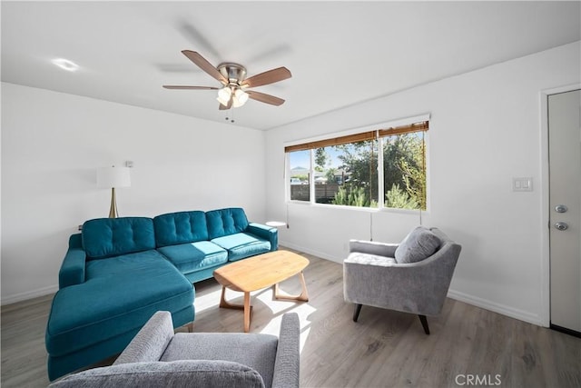 1599 21st St, Oceano, CA 93445 - living area with baseboards, wood finished floors, and ceiling fan