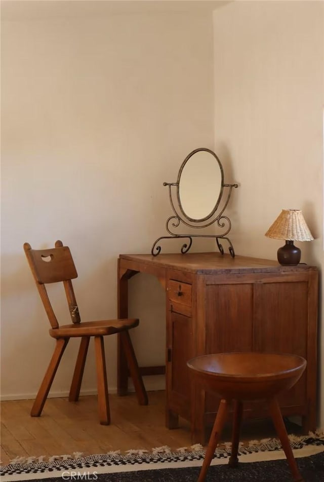 56714 Nelson Ave, Yucca Valley, CA 92284 - home office with light wood-style flooring and baseboards