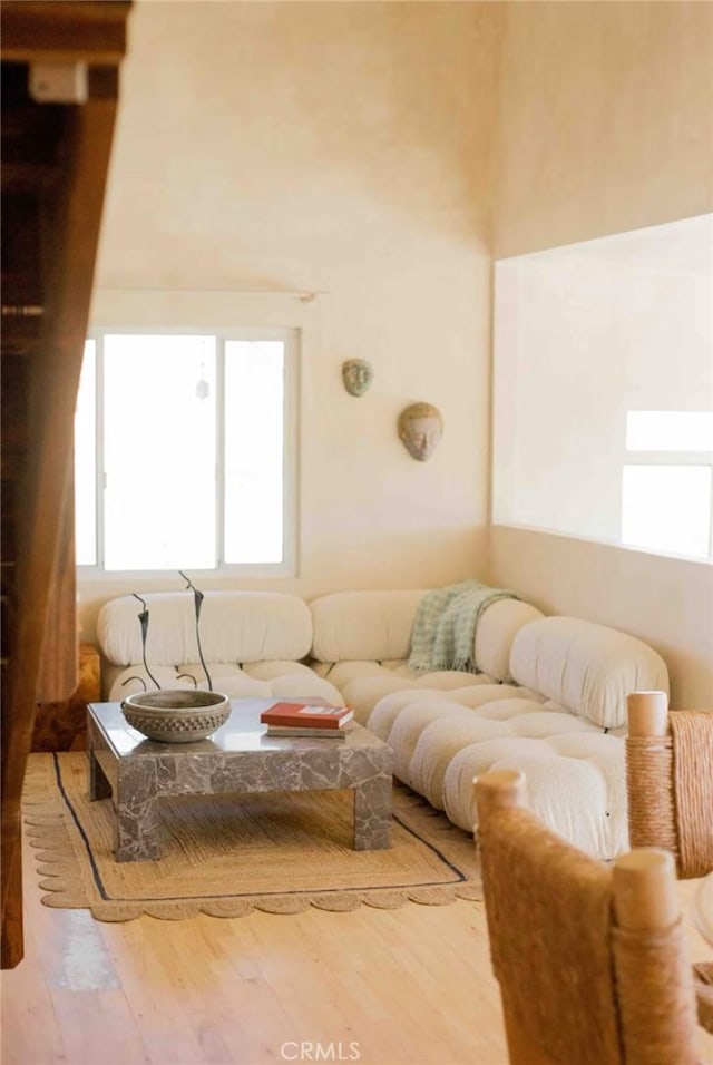 56714 Nelson Ave, Yucca Valley, CA 92284 - living area with wood finished floors and a high ceiling