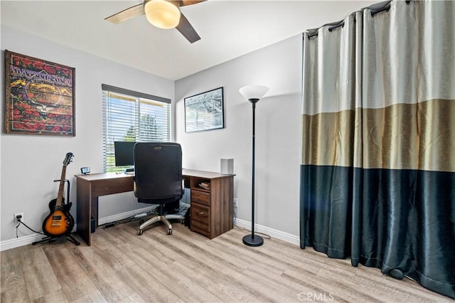 20155 Keaton St, Canyon Country, CA 91351 - office space with a ceiling fan, light wood-type flooring, and baseboards