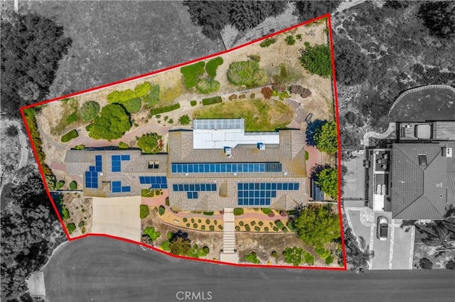 aerial view of property's location featuring property boundaries highlighted