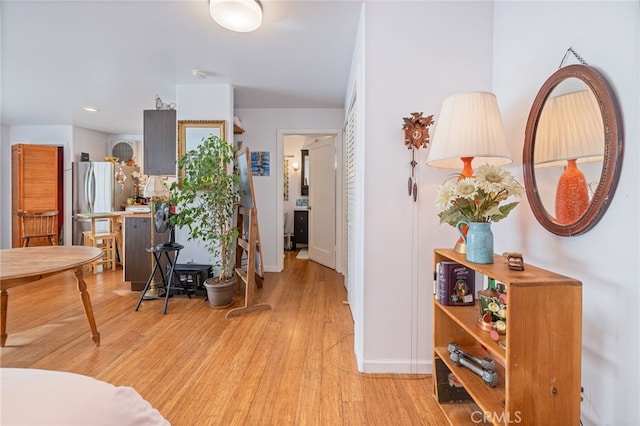 5664-5668 Clouds, Mariposa, CA 95338 - corridor featuring baseboards, light wood finished floors, and recessed lighting