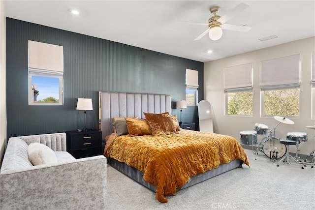 920 Bunkhouse Dr, Rancho Mission Viejo, CA 92694 - bedroom with carpet flooring, a ceiling fan, and recessed lighting