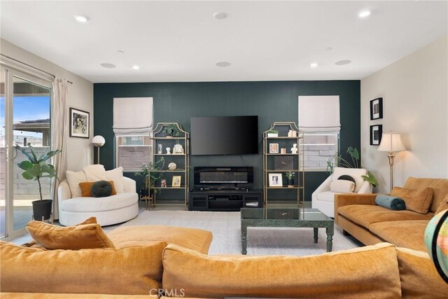 920 Bunkhouse Dr, Rancho Mission Viejo, CA 92694 - living room featuring recessed lighting and an accent wall