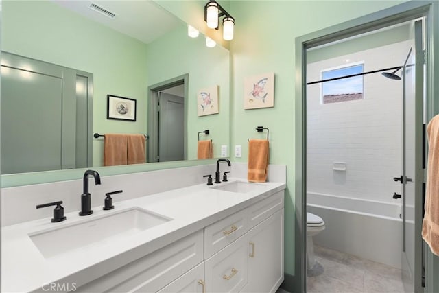 920 Bunkhouse Dr, Rancho Mission Viejo, CA 92694 - bathroom featuring double vanity, shower / washtub combination, and tile patterned flooring