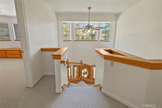 50711 Rd 426, Oakhurst, CA 93644 - staircase with carpet flooring, baseboards, and a ceiling fan