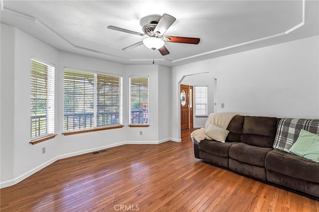 50711 Rd 426, Oakhurst, CA 93644 - living area with hardwood / wood-style floors and a ceiling fan