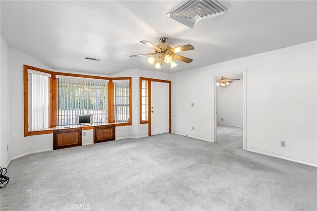 50711 Rd 426, Oakhurst, CA 93644 - unfurnished living room featuring carpet, a ceiling fan, and an office area