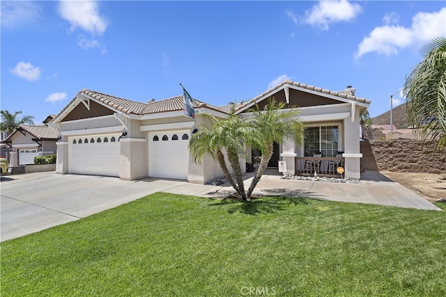 28759 Eridanus Dr, Menifee, CA 92586 - ranch-style house featuring a garage, stucco siding, and a tile roof