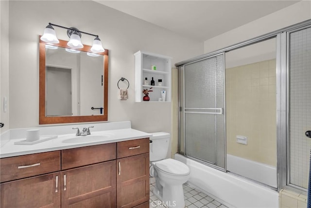1487 Asbury Dr, Pasadena, CA 91104 - full bath featuring vanity, toilet, tile patterned floors, and enclosed tub / shower combo