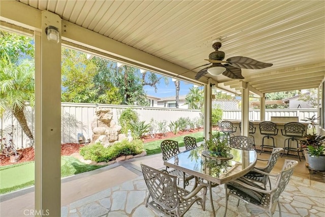 43376 Terra Ct, Temecula, CA 92592 - view of patio / terrace with a fenced backyard and a ceiling fan