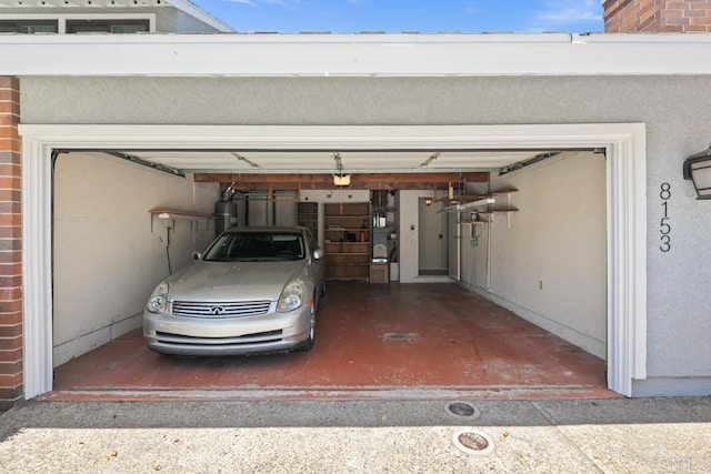 garage with a garage door opener