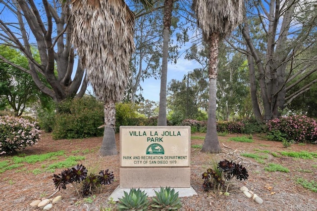 view of community sign