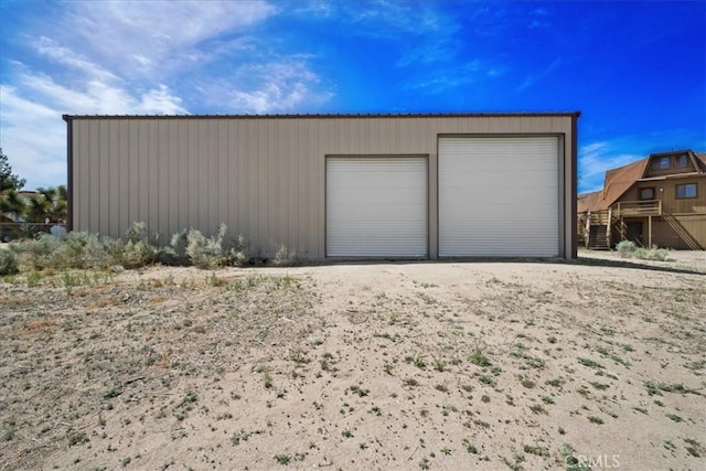view of detached garage
