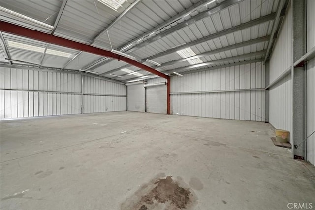 garage with metal wall