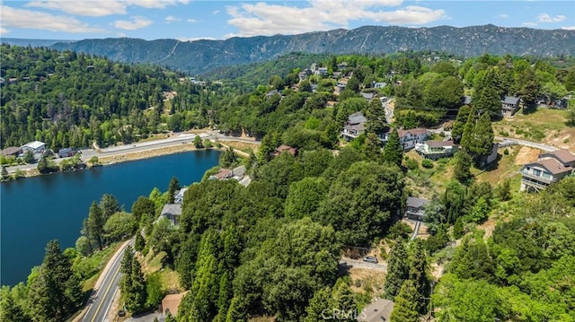 417 Delle Dr, Crestline, CA 92325 - aerial view of property and surrounding area with a heavily wooded area and a water and mountain view