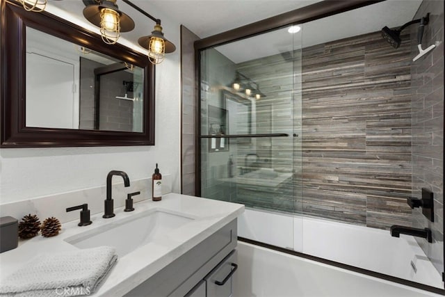 309 Golden Ln, Lake Arrowhead, CA 92352 - bathroom featuring vanity and enclosed tub / shower combo