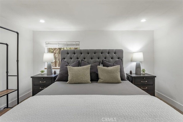 309 Golden Ln, Lake Arrowhead, CA 92352 - bedroom featuring baseboards, wood finished floors, and recessed lighting