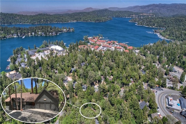 309 Golden Ln, Lake Arrowhead, CA 92352 - drone / aerial view of a water and mountain view and a forest