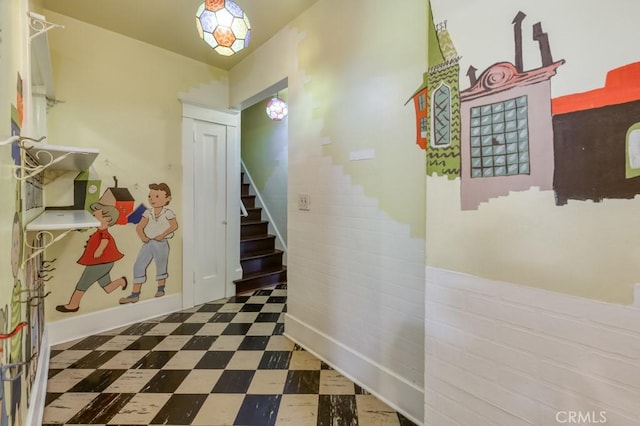 605 E Home Ave, Fresno, CA 93728 - hallway with tile patterned floors and stairway