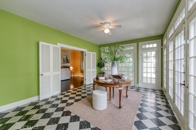 605 E Home Ave, Fresno, CA 93728 - sunroom / solarium featuring french doors, tile patterned floors, and baseboards