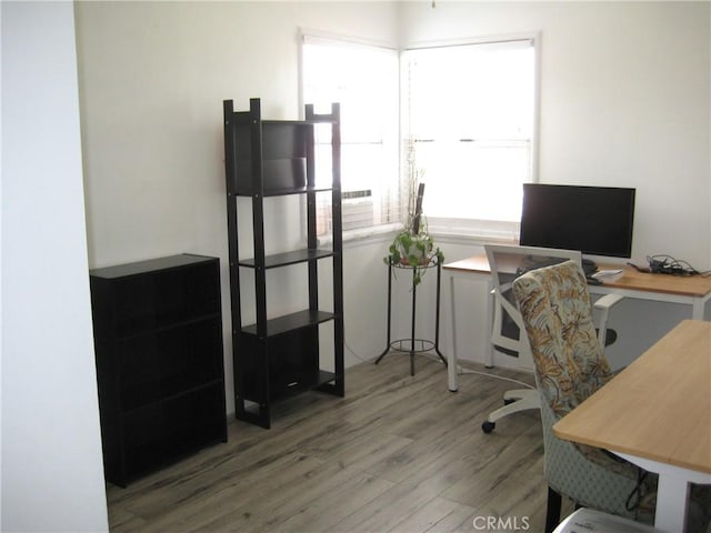 office area featuring light wood-type flooring