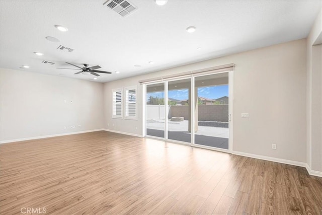34428 Burnt Pine Rd, Murrieta, CA 92563 - spare room featuring wood finished floors, baseboards, a ceiling fan, and recessed lighting