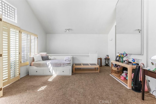 11 Avalon Unit 23, Laguna Niguel, CA 92677 - bedroom featuring lofted ceiling and carpet floors