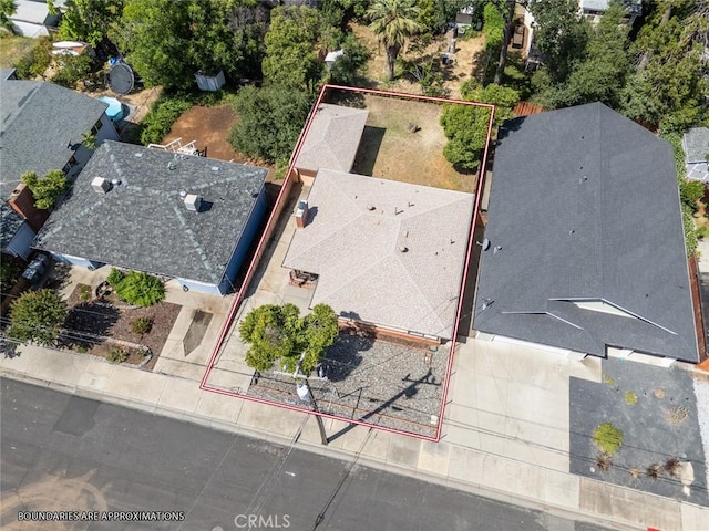 2234 Perkins Ave, Oroville, CA 95966 - aerial perspective of suburban area featuring property parcel outlined