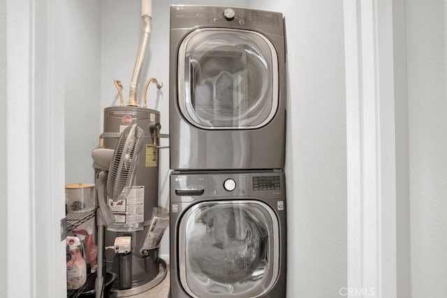1440 Patricia Ave Unit 102, Simi Valley, CA 93065 - washroom with stacked washing machine and dryer and water heater