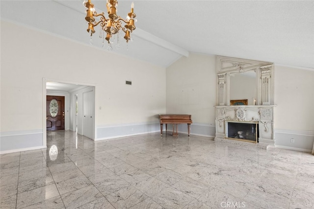 1425 Belleau Rd, Glendale, CA 91206 - living area featuring a chandelier, marble finish flooring, baseboards, and a premium fireplace